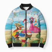 Have Yourself A Beachy Little Christmas Bomber Puffer Jacket with Santa Chilling - Polynesian Pride