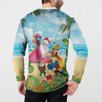Have Yourself A Beachy Little Christmas Button Sweatshirt with Santa Chilling - Polynesian Pride