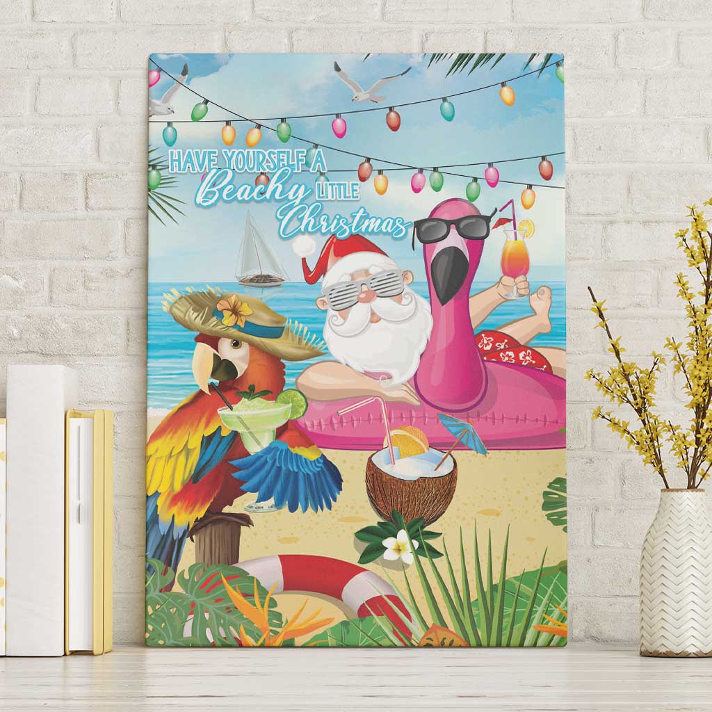 Have Yourself A Beachy Little Christmas Canvas Wall Art with Santa Chilling - Polynesian Pride