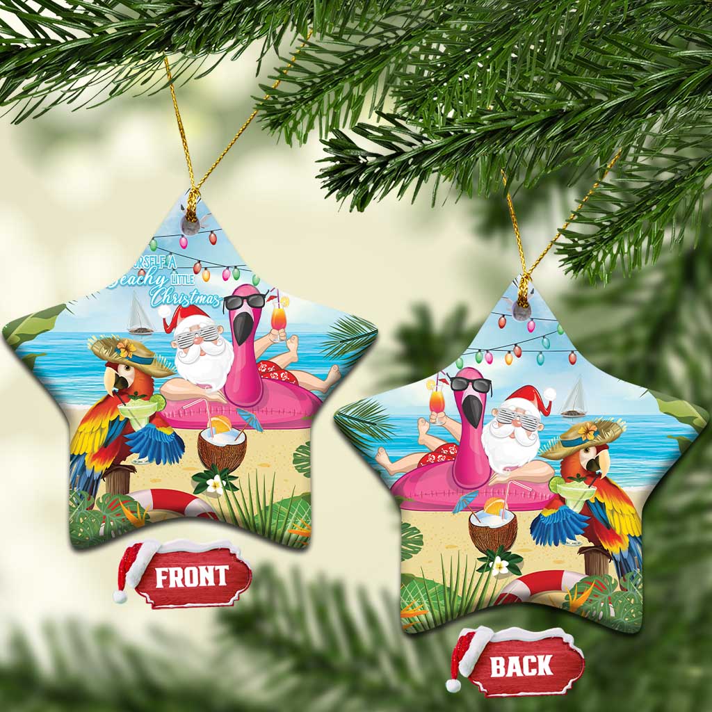 Have Yourself A Beachy Little Christmas Ceramic Ornament with Santa Chilling - Polynesian Pride