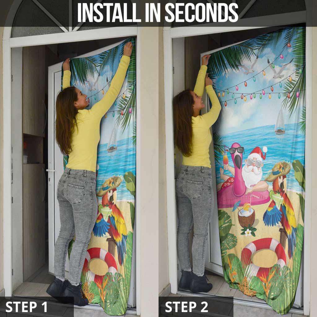 Have Yourself A Beachy Little Christmas Door Cover with Santa Chilling - Polynesian Pride