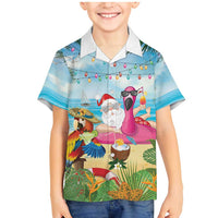 Have Yourself A Beachy Little Christmas Family Matching Mermaid Dress and Hawaiian Shirt with Santa Chilling - Polynesian Pride
