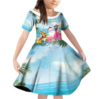 Have Yourself A Beachy Little Christmas Family Matching Off Shoulder Short Dress and Hawaiian Shirt with Santa Chilling - Polynesian Pride