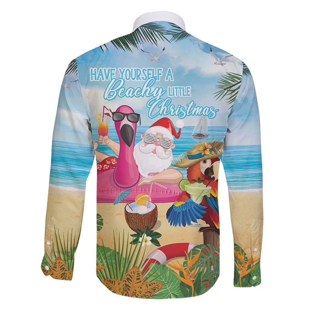 Have Yourself A Beachy Little Christmas Family Matching Puletasi and Hawaiian Shirt with Santa Chilling - Polynesian Pride