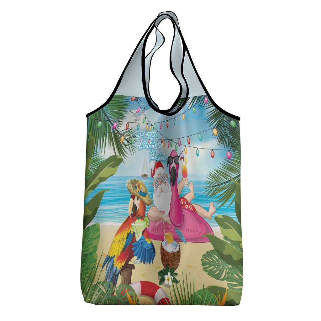 Have Yourself A Beachy Little Christmas Grocery Bag with Santa Chilling - Polynesian Pride