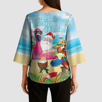 Have Yourself A Beachy Little Christmas Kimono Sleeve Blouse with Santa Chilling - Polynesian Pride