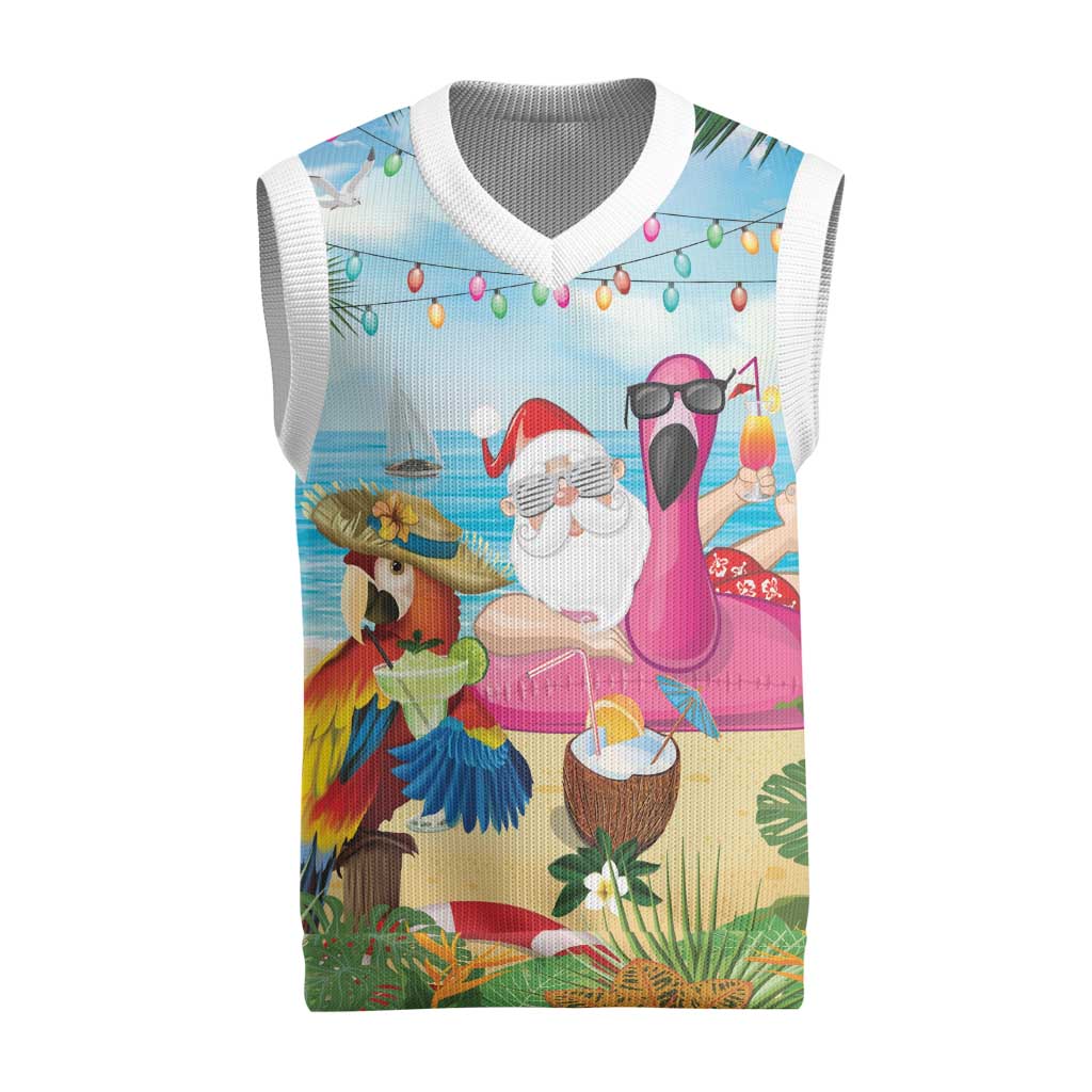 Have Yourself A Beachy Little Christmas Knitted V-Neck Vest with Santa Chilling - Polynesian Pride