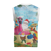 Have Yourself A Beachy Little Christmas Knitted V-Neck Vest with Santa Chilling - Polynesian Pride