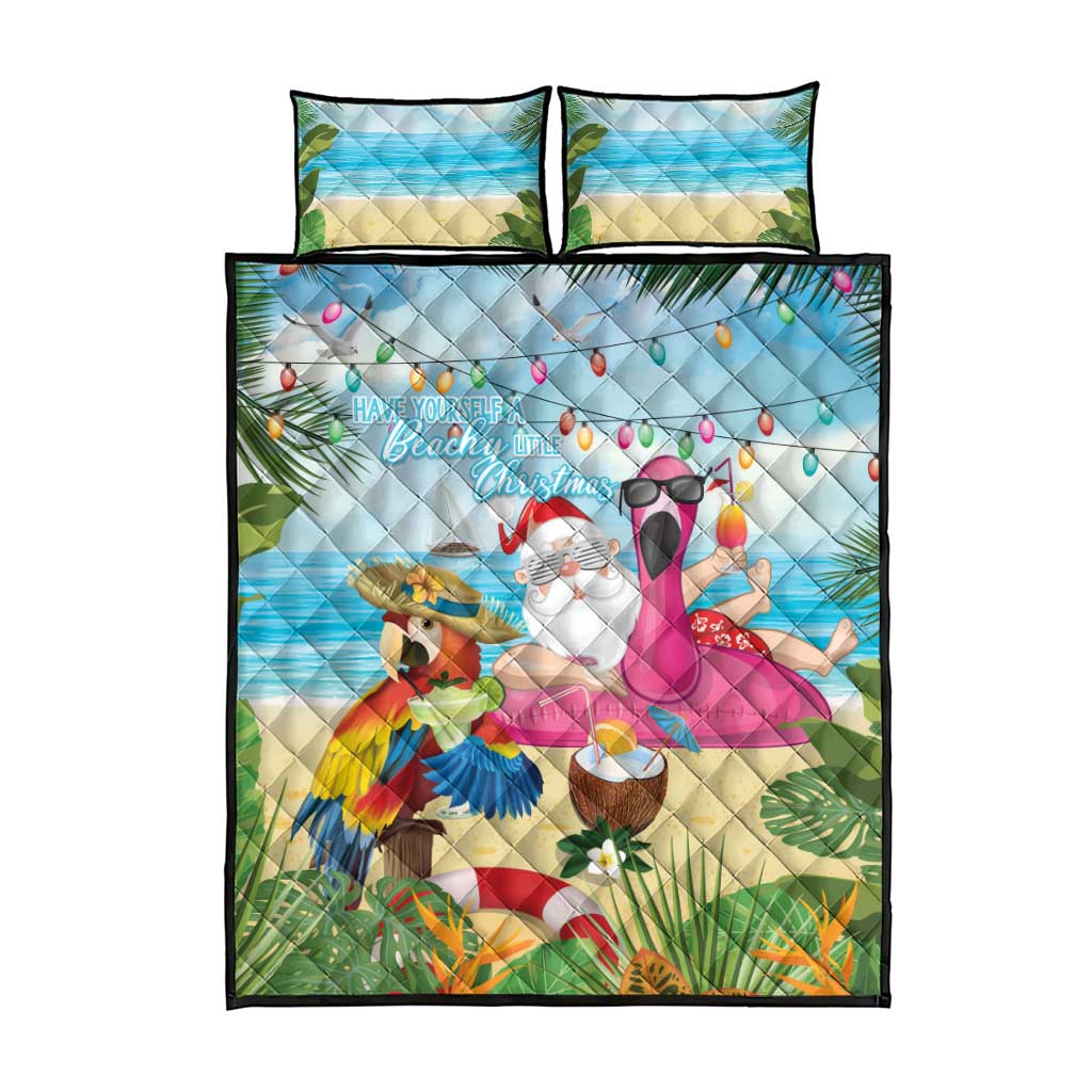 Have Yourself A Beachy Little Christmas Quilt Bed Set with Santa Chilling - Polynesian Pride