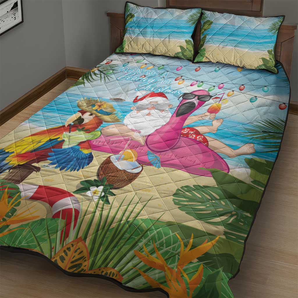 Have Yourself A Beachy Little Christmas Quilt Bed Set with Santa Chilling - Polynesian Pride