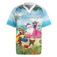 Have Yourself A Beachy Little Christmas Rugby Jersey with Santa Chilling - Polynesian Pride