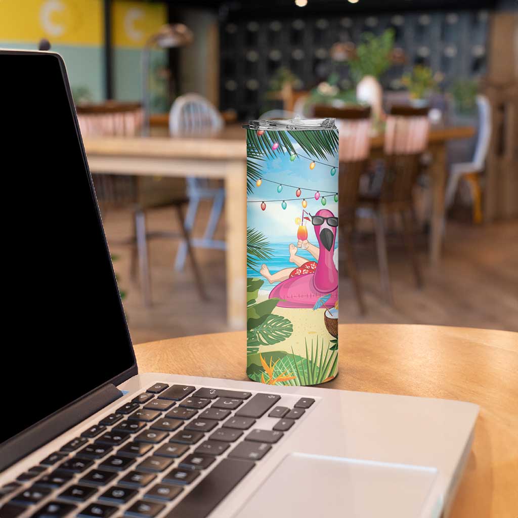 Have Yourself A Beachy Little Christmas Skinny Tumbler with Santa Chilling - Polynesian Pride