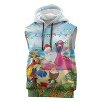 Have Yourself A Beachy Little Christmas Sleeveless Hoodie with Santa Chilling - Polynesian Pride