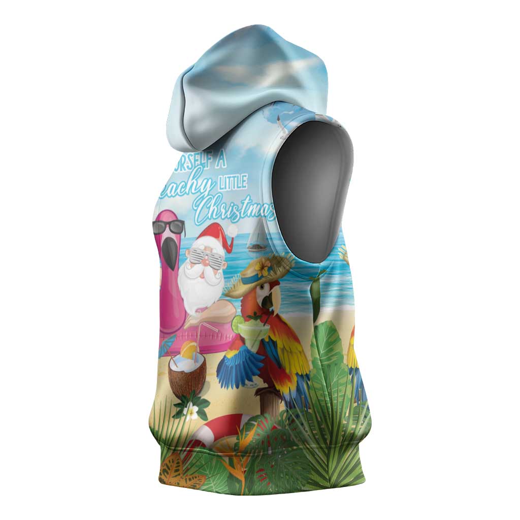 Have Yourself A Beachy Little Christmas Sleeveless Hoodie with Santa Chilling - Polynesian Pride