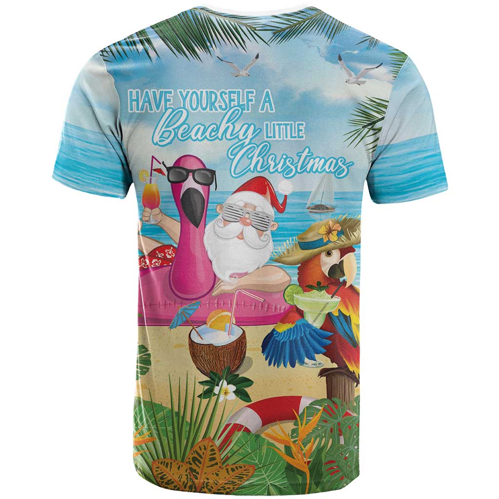 Have Yourself A Beachy Little Christmas T Shirt with Santa Chilling - Polynesian Pride