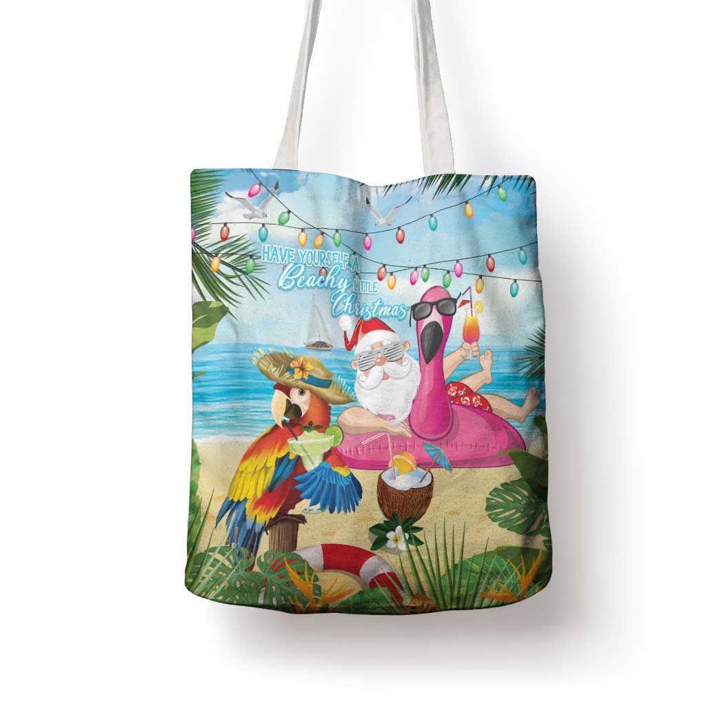 Have Yourself A Beachy Little Christmas Tote Bag with Santa Chilling - Polynesian Pride