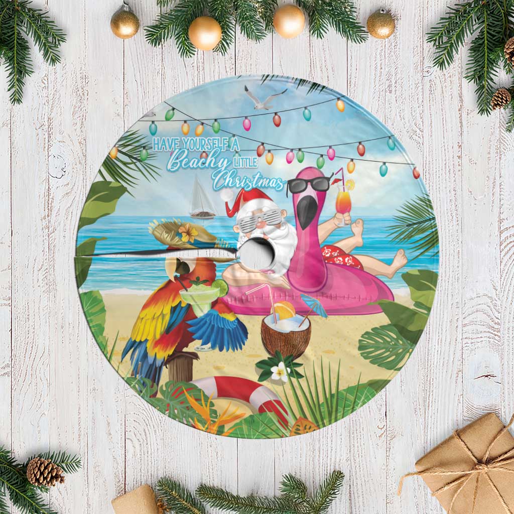 Have Yourself A Beachy Little Christmas Tree Skirt with Santa Chilling - Polynesian Pride