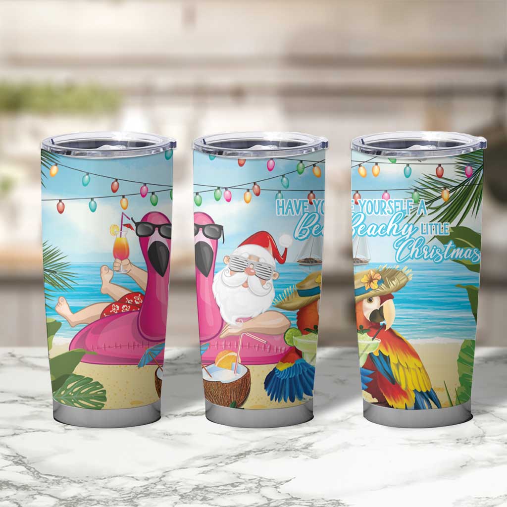 Have Yourself A Beachy Little Christmas Tumbler Cup with Santa Chilling - Polynesian Pride