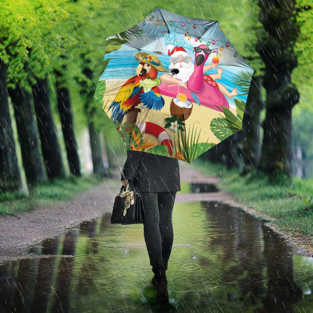 Have Yourself A Beachy Little Christmas Umbrella with Santa Chilling - Polynesian Pride