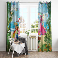 Have Yourself A Beachy Little Christmas Window Curtain with Santa Chilling - Polynesian Pride