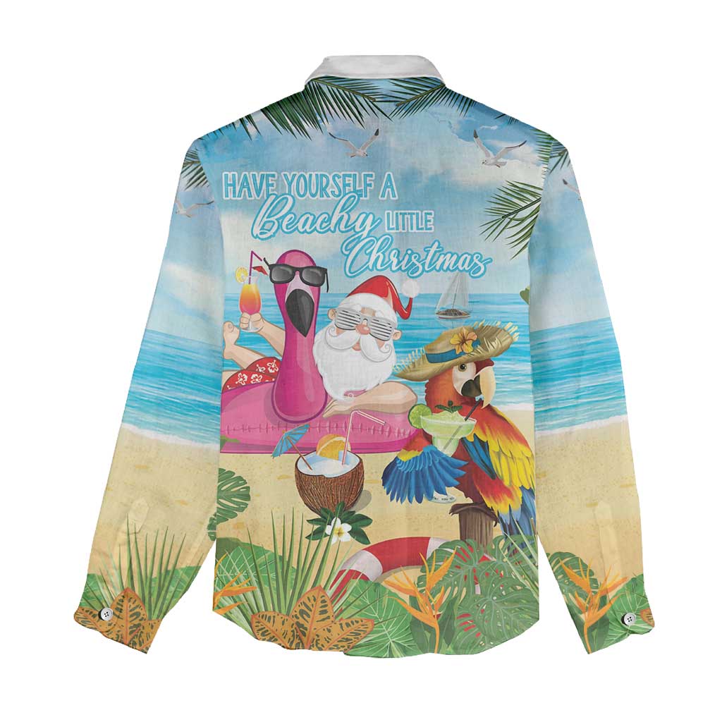 Have Yourself A Beachy Little Christmas Women Casual Shirt with Santa Chilling - Polynesian Pride