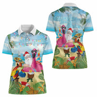 Have Yourself A Beachy Little Christmas Women Polo Shirt with Santa Chilling - Polynesian Pride