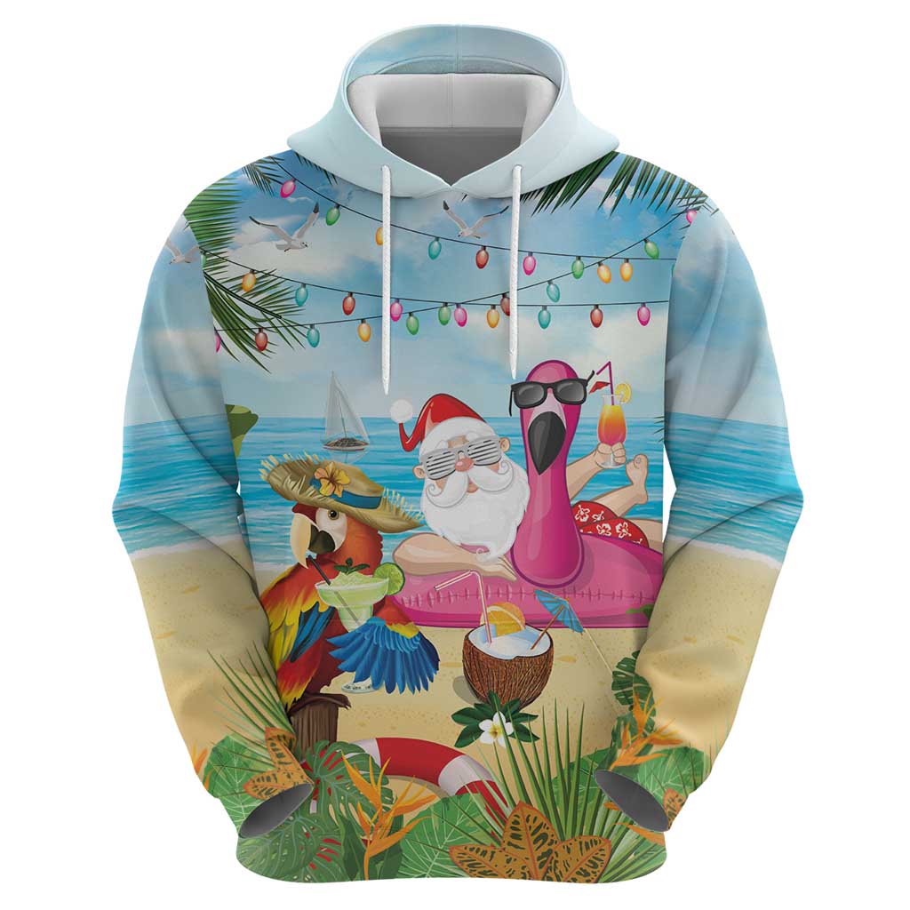 Have Yourself A Beachy Little Christmas Zip Hoodie with Santa Chilling - Polynesian Pride