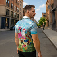 Have Yourself A Beachy Little Christmas Zipper Polo Shirt with Santa Chilling - Polynesian Pride