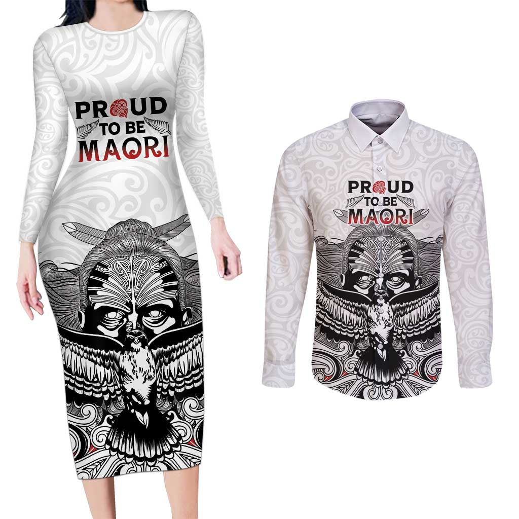 Aotearoa Personalized Couples Matching Long Sleeve Bodycon Dress and Long Sleeve Button Shirt Proud To Be Maori