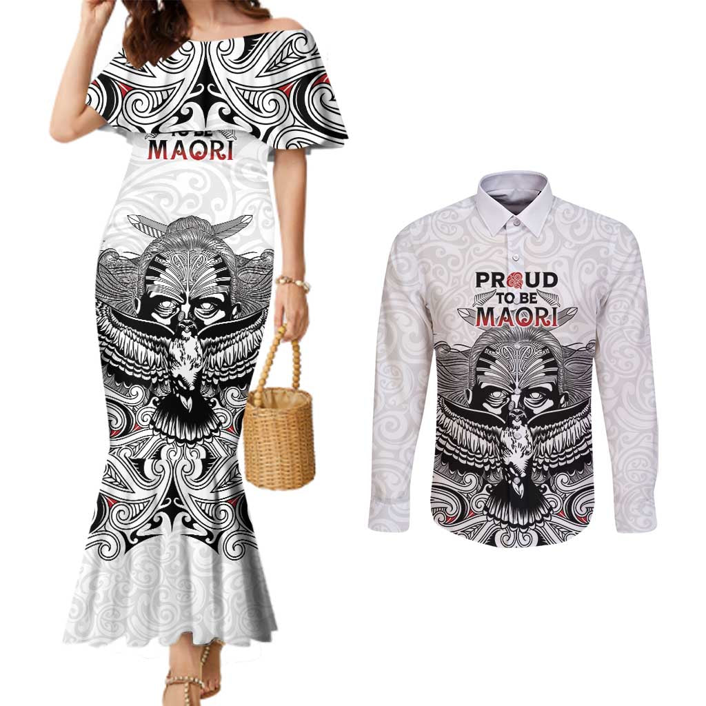 Aotearoa Personalized Couples Matching Mermaid Dress and Long Sleeve Button Shirt Proud To Be Maori