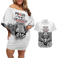 Aotearoa Personalized Couples Matching Off Shoulder Short Dress and Hawaiian Shirt Proud To Be Maori