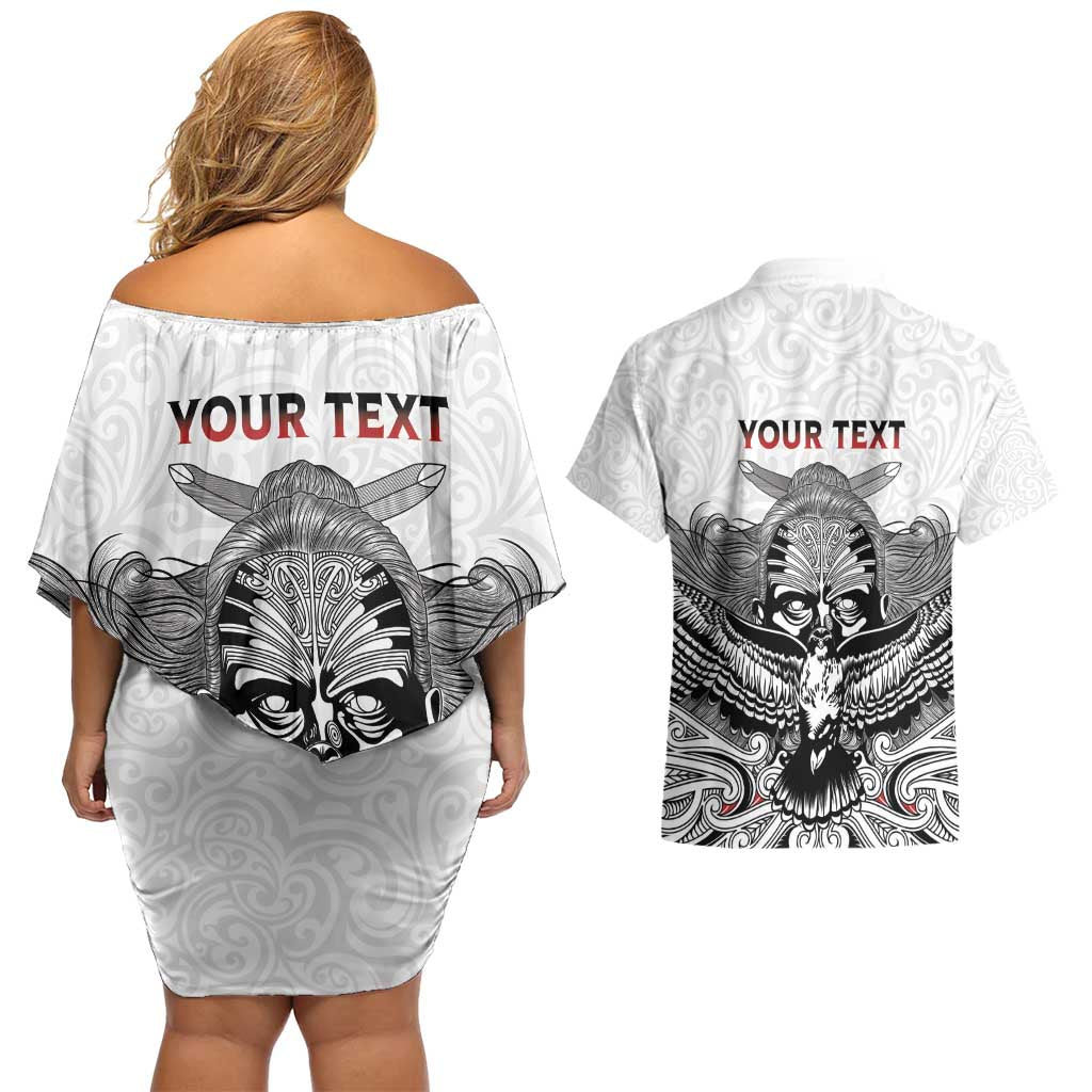 Aotearoa Personalized Couples Matching Off Shoulder Short Dress and Hawaiian Shirt Proud To Be Maori