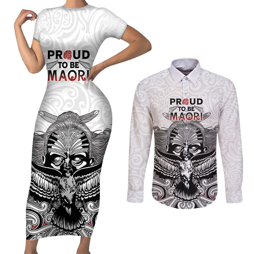 Aotearoa Personalized Couples Matching Short Sleeve Bodycon Dress and Long Sleeve Button Shirt Proud To Be Maori