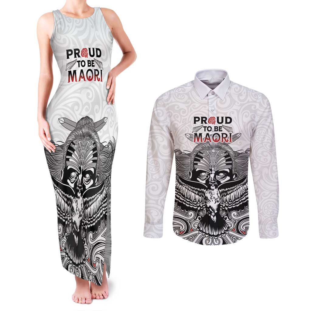 Aotearoa Personalized Couples Matching Tank Maxi Dress and Long Sleeve Button Shirt Proud To Be Maori