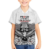 Aotearoa Personalized Family Matching Off Shoulder Maxi Dress and Hawaiian Shirt Proud To Be Maori LT7 Son's Shirt White - Polynesian Pride