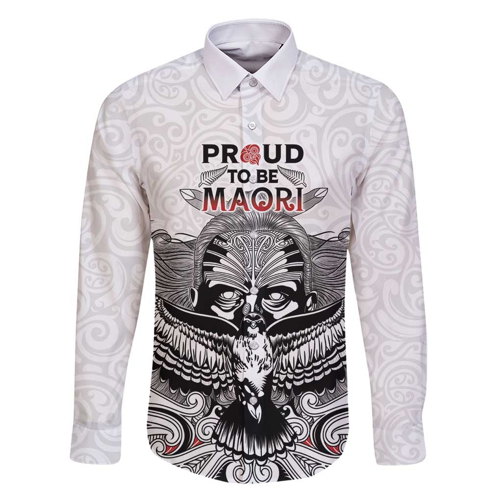Aotearoa Personalized Family Matching Off Shoulder Short Dress and Hawaiian Shirt Proud To Be Maori LT7 Dad's Shirt - Long Sleeve White - Polynesian Pride