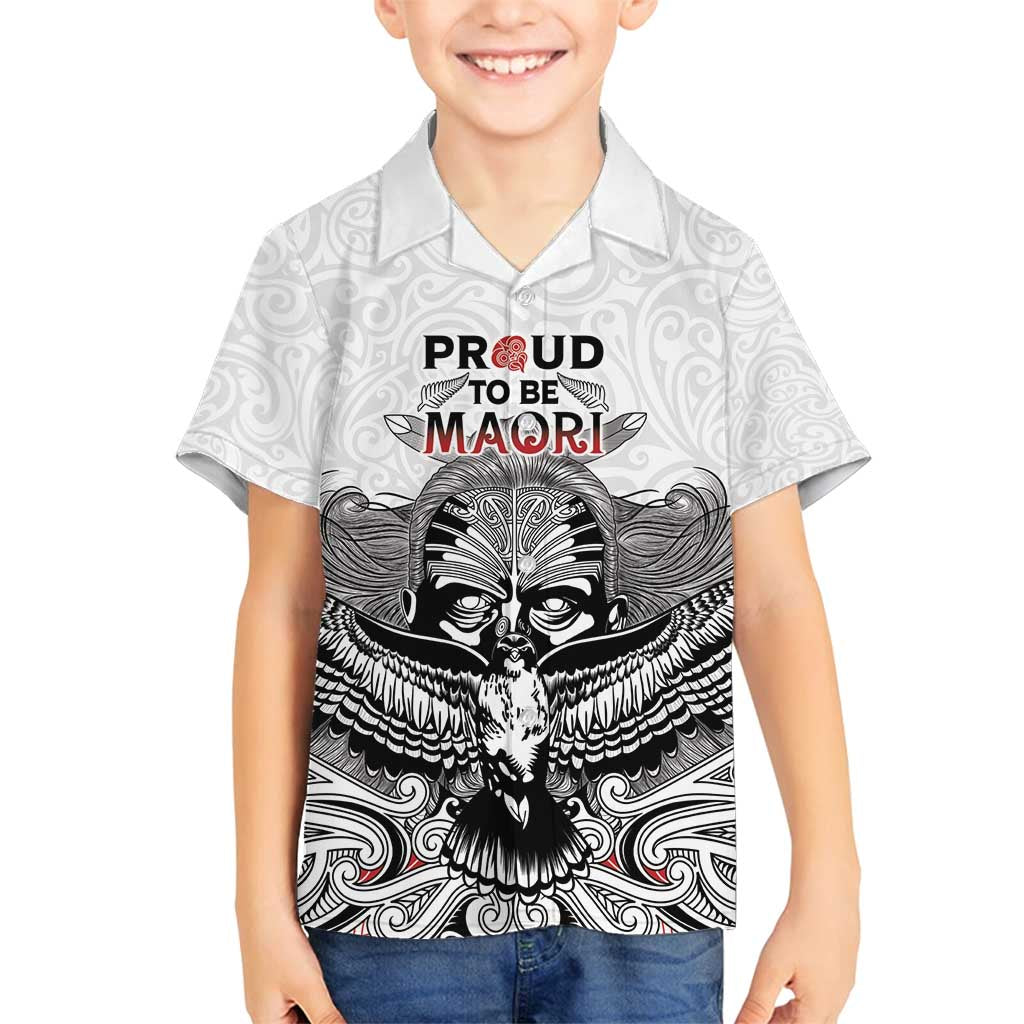 Aotearoa Personalized Family Matching Off Shoulder Short Dress and Hawaiian Shirt Proud To Be Maori LT7 Son's Shirt White - Polynesian Pride