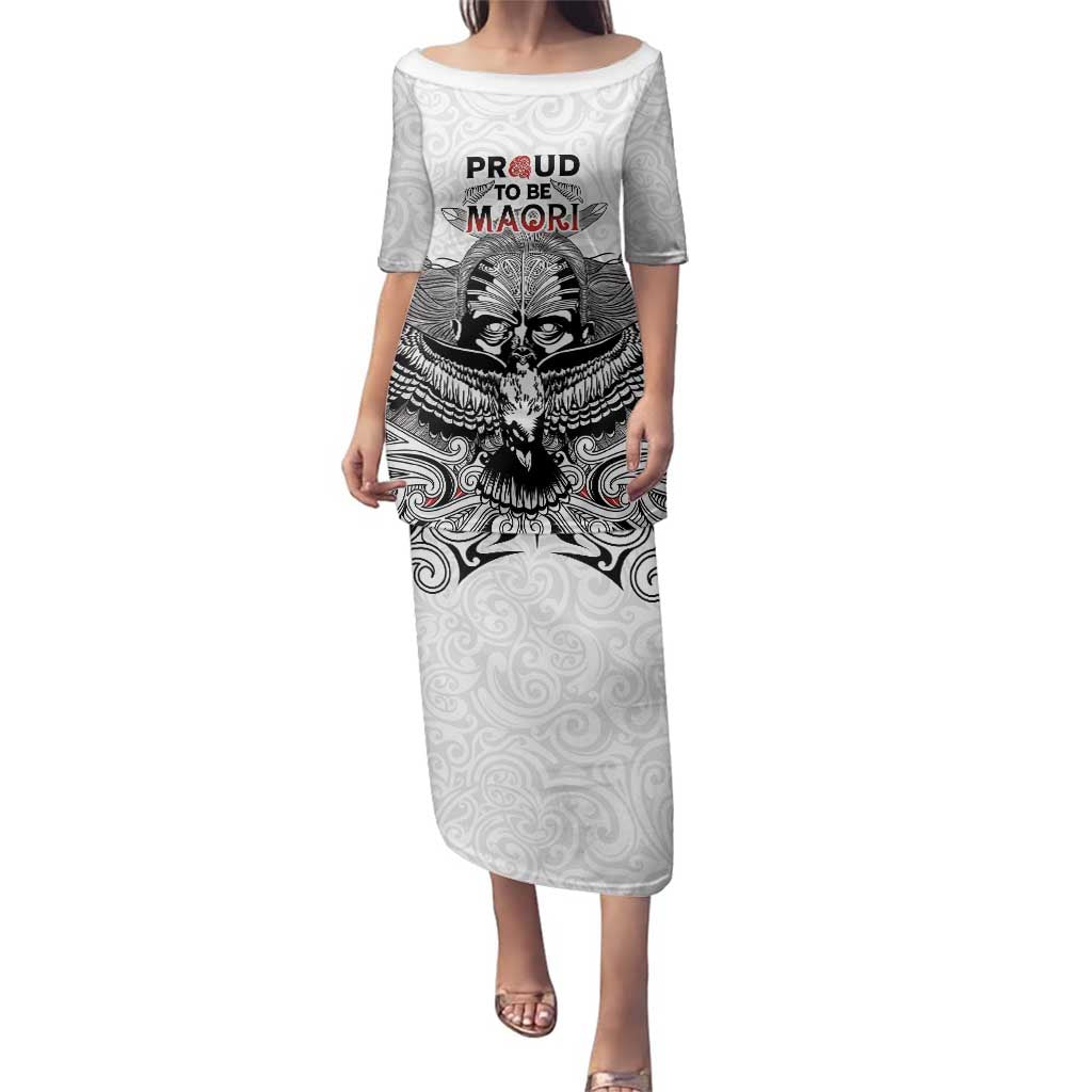 Aotearoa Personalized Family Matching Puletasi and Hawaiian Shirt Proud To Be Maori LT7 Mom's Dress White - Polynesian Pride
