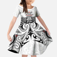 Aotearoa Personalized Family Matching Tank Maxi Dress and Hawaiian Shirt Proud To Be Maori LT7 Daughter's Dress White - Polynesian Pride