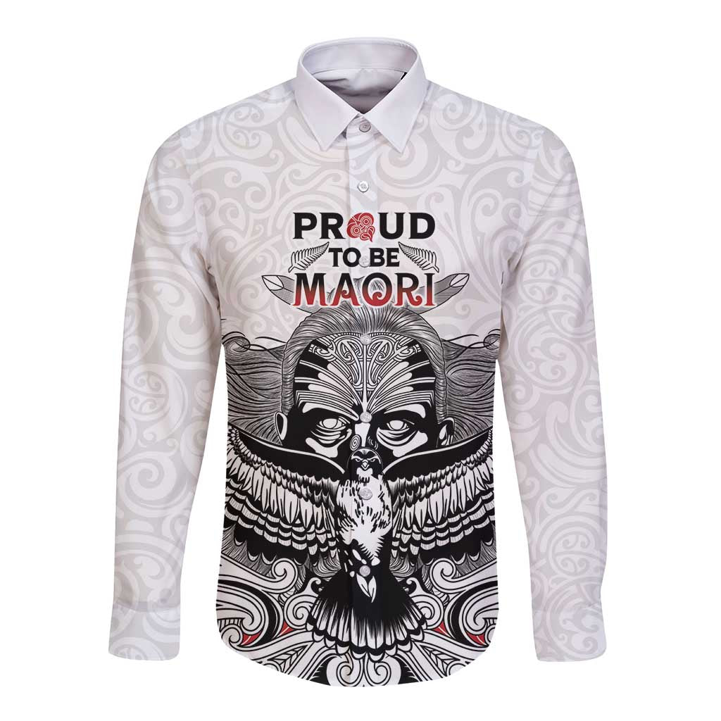 Aotearoa Personalized Long Sleeve Button Shirt Proud To Be Maori LT7 Unisex White - Polynesian Pride