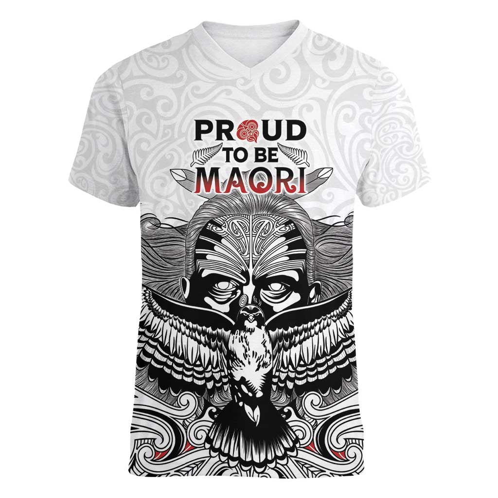 Aotearoa Personalized Women V-Neck T-Shirt Proud To Be Maori LT7 Female White - Polynesian Pride