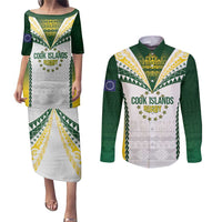 Cook Islands Rugby Custom Couples Matching Puletasi and Long Sleeve Button Shirt Kuki's Aitu Champions - Polynesian Pride