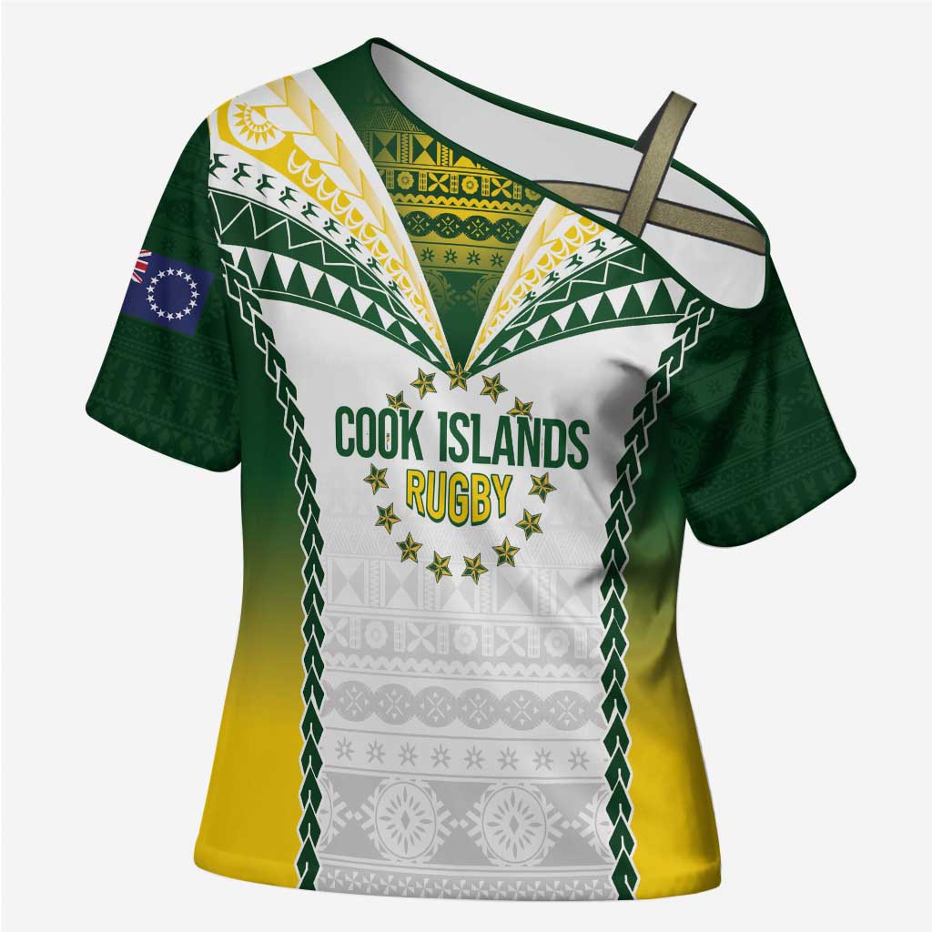 Cook Islands Rugby Custom Cross Shoulder Shirt Kuki's Aitu Champions - Polynesian Pride