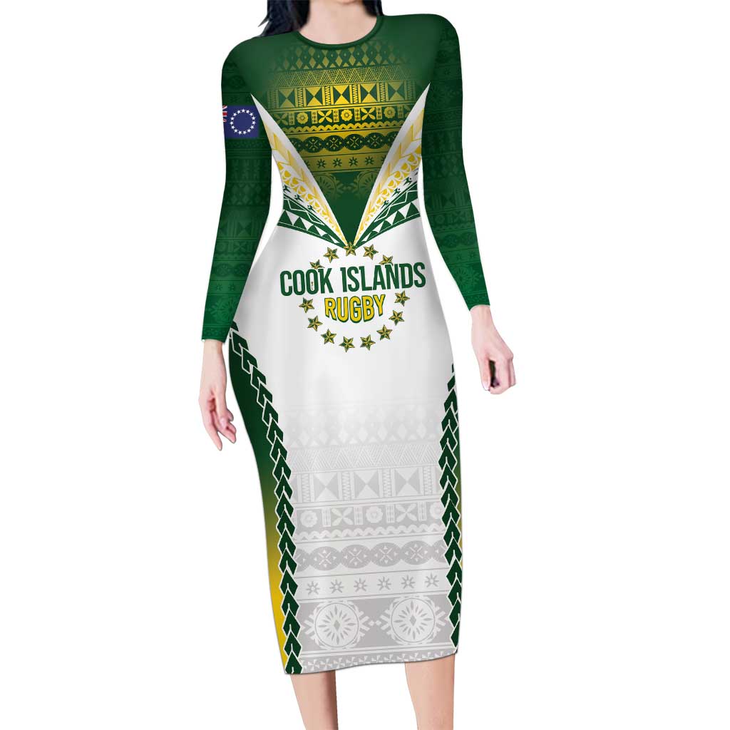 Cook Islands Rugby Custom Family Matching Long Sleeve Bodycon Dress and Hawaiian Shirt Kuki's Aitu Champions - Polynesian Pride
