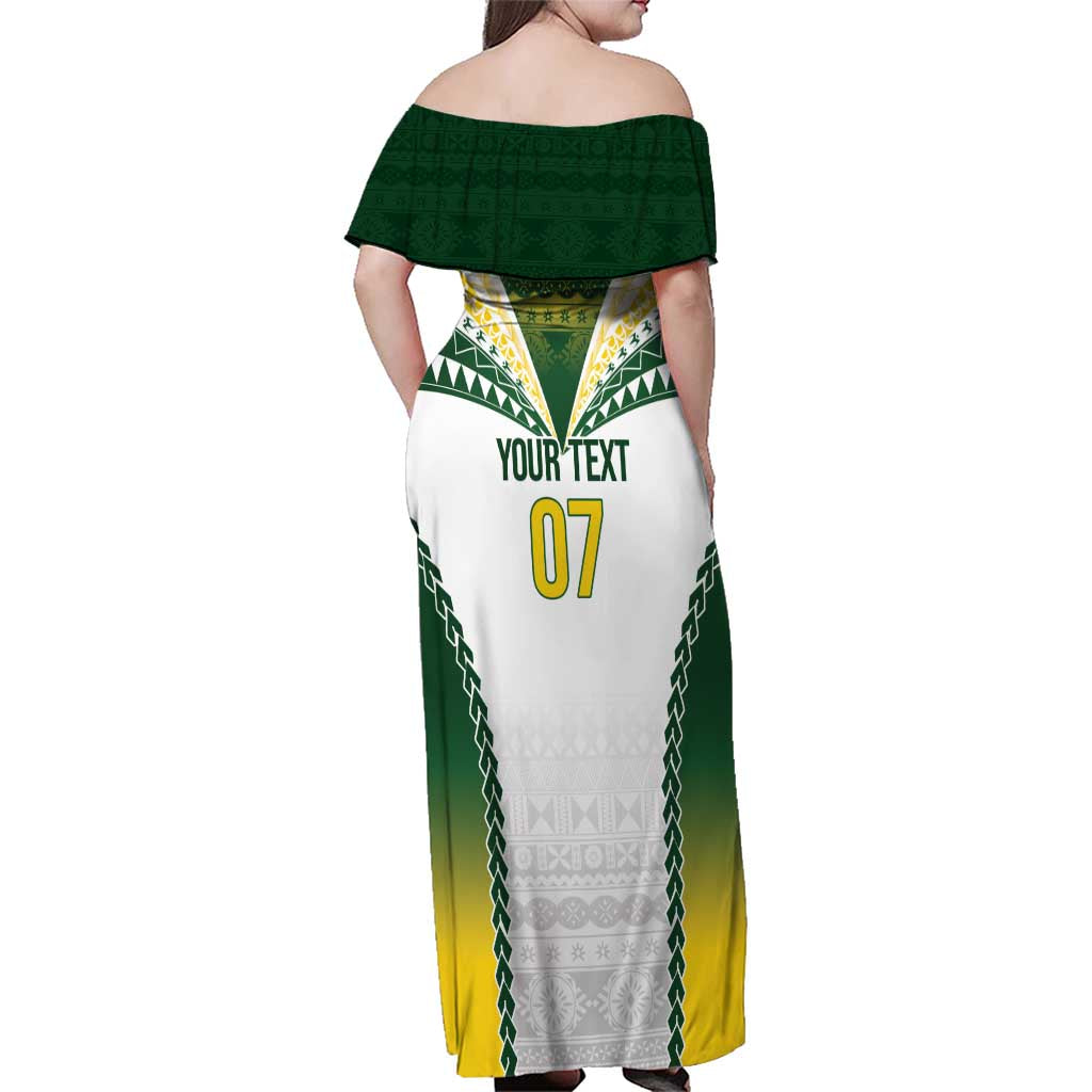 Cook Islands Rugby Custom Family Matching Off Shoulder Maxi Dress and Hawaiian Shirt Kuki's Aitu Champions - Polynesian Pride