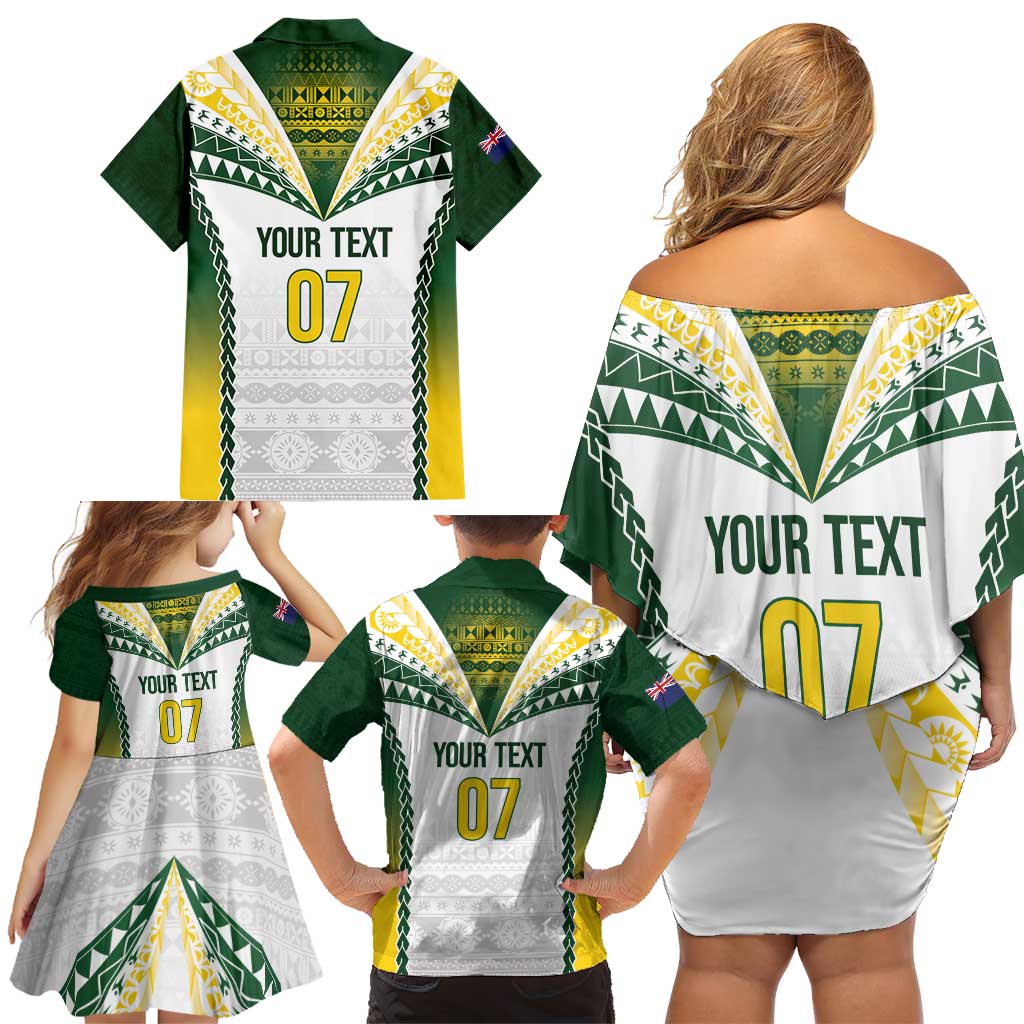 Cook Islands Rugby Custom Family Matching Off Shoulder Short Dress and Hawaiian Shirt Kuki's Aitu Champions - Polynesian Pride