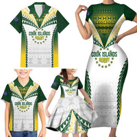 Cook Islands Rugby Custom Family Matching Short Sleeve Bodycon Dress and Hawaiian Shirt Kuki's Aitu Champions - Polynesian Pride