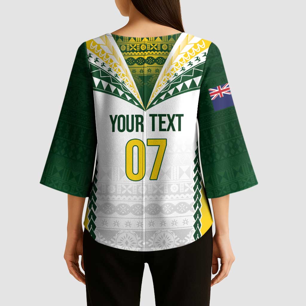 Cook Islands Rugby Custom Kimono Sleeve Blouse Kuki's Aitu Champions - Polynesian Pride