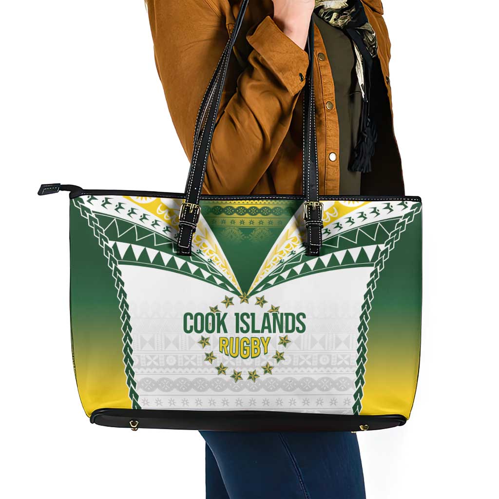 Cook Islands Rugby Leather Tote Bag Kuki's Aitu Champions - Polynesian Pride