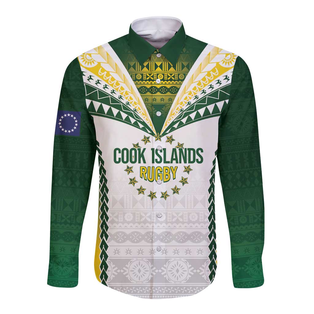 Cook Islands Rugby Custom Long Sleeve Button Shirt Kuki's Aitu Champions - Polynesian Pride